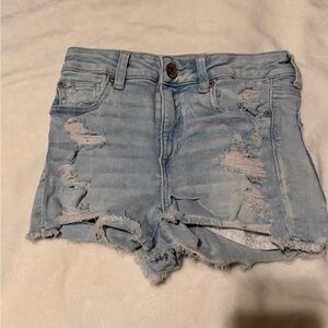 American Eagle Outfitters Light Blue Ripped Jean Shorts
